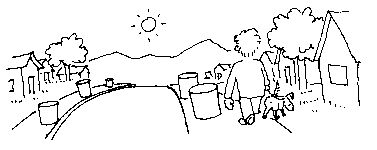 Cartoon - Walking my dog on a sunny morning.  3kb